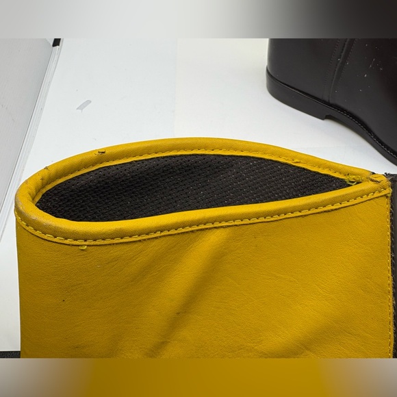 Tory Burch Riding/ Rain Boots Dark Brown Yellow Rubber Waterproof Women's 10 - Picture 12 of 14